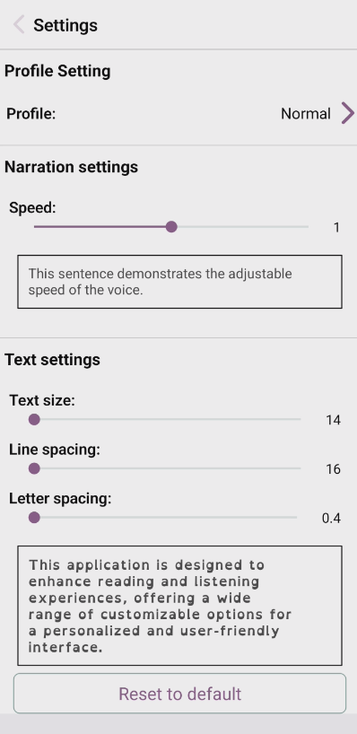 Reading Appearance Settings